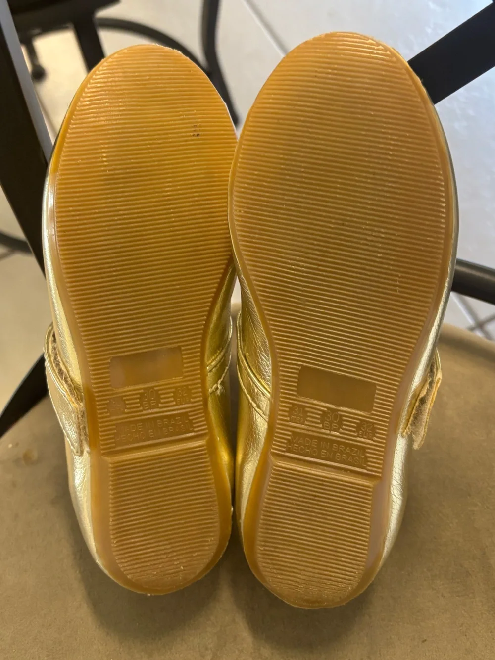 Size 13 Kimey Bailarina Metallic Gold Mary Janes with Hook/Loop Strap.  In VVGUC